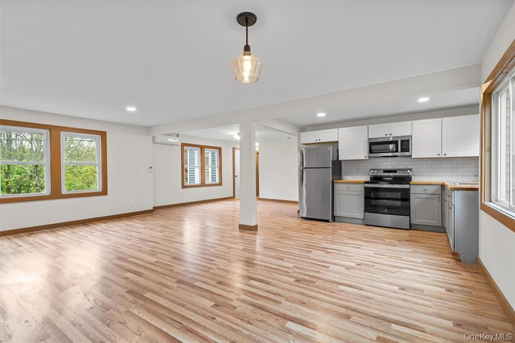 Completed open kitchen and living area