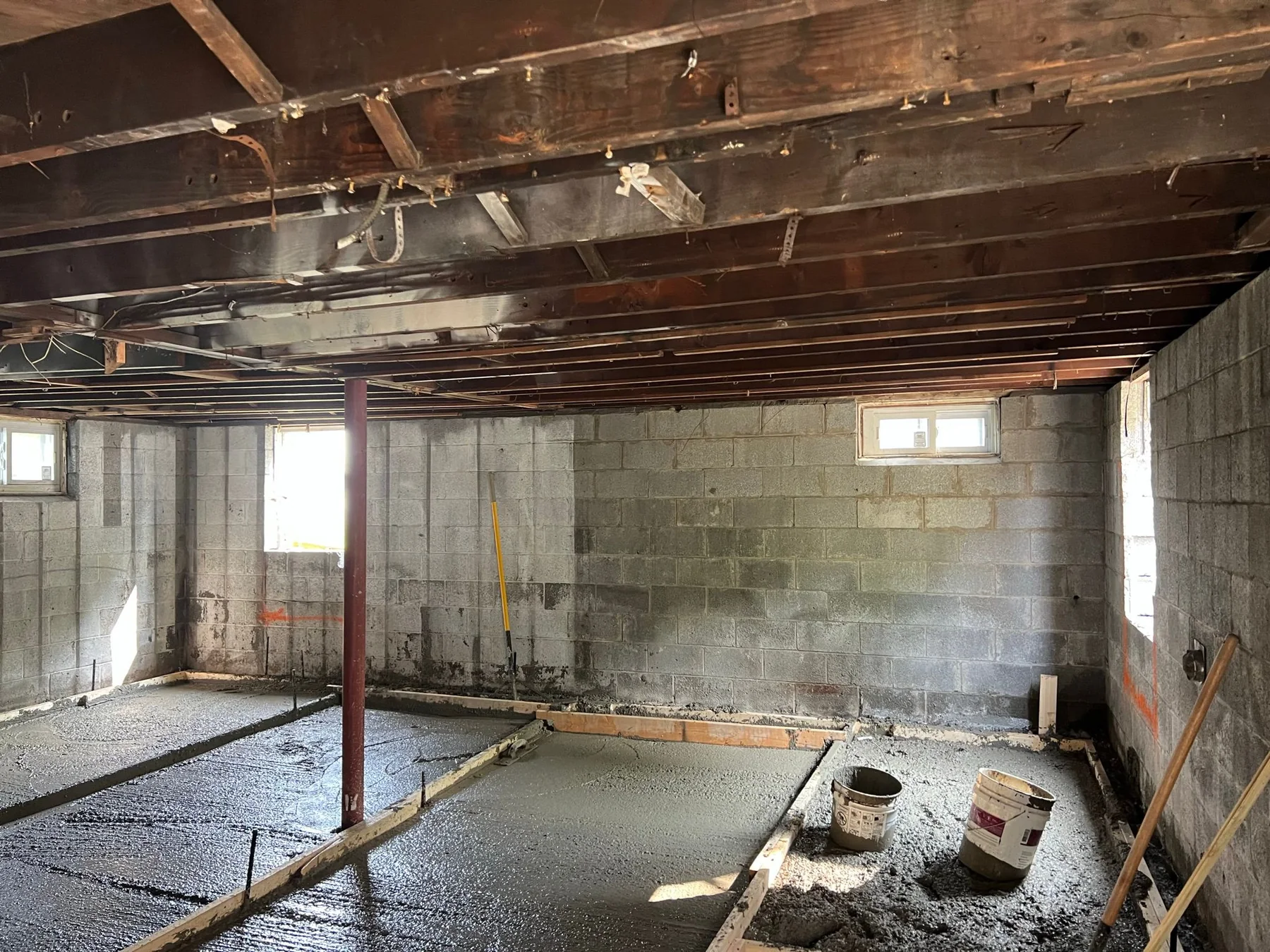 Basement concrete placement