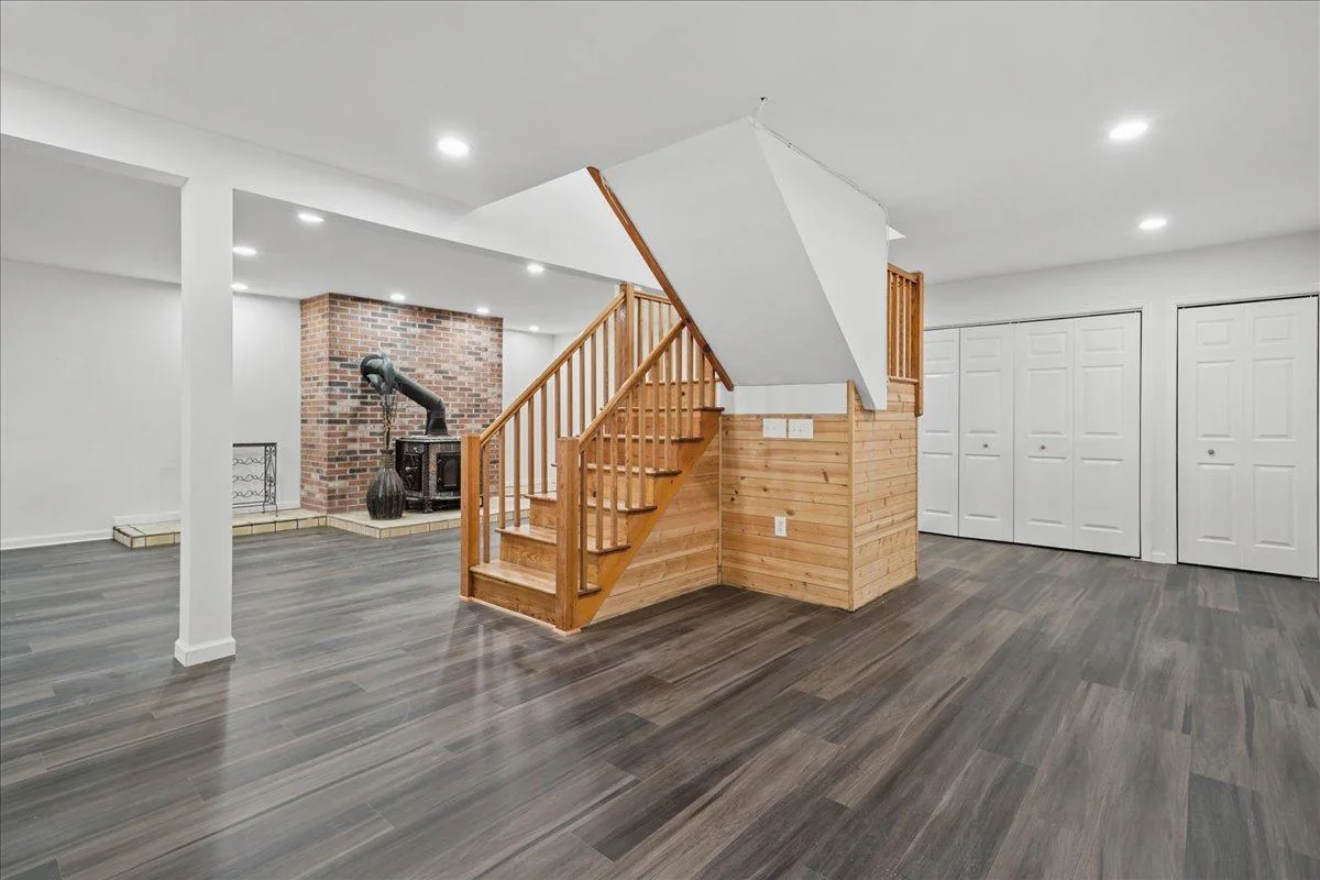 Completed open living area and staircase