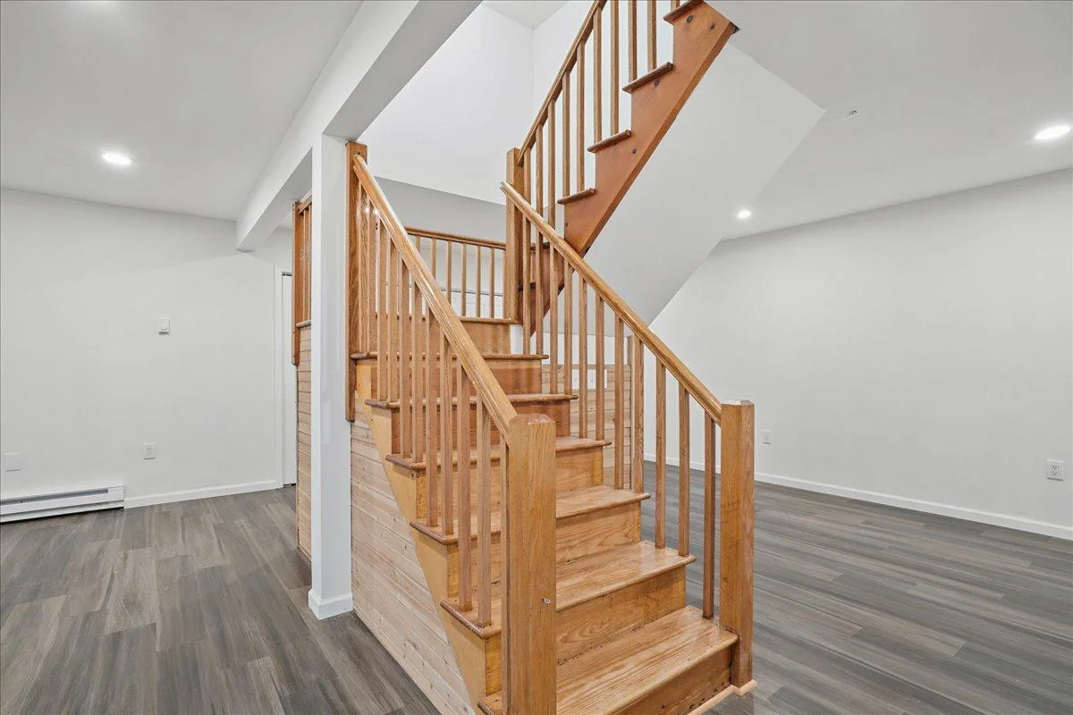 Restored wood staircase after rehabilitation