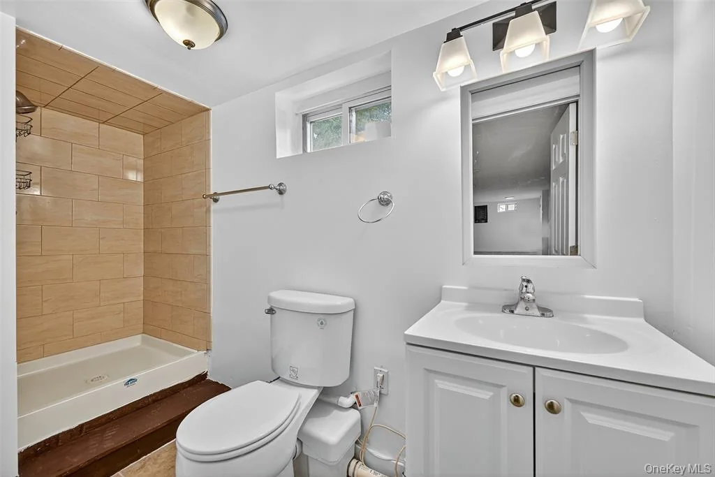 Completed lower-level bathroom