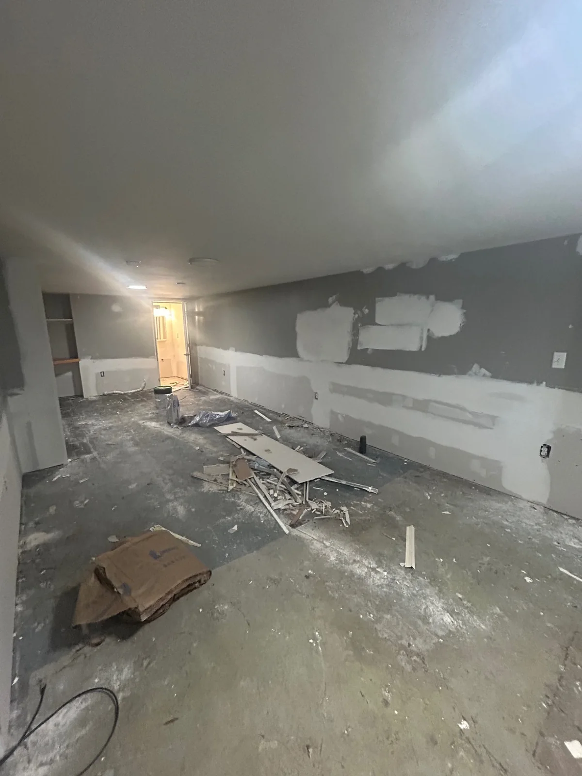 Lower-level room during renovation