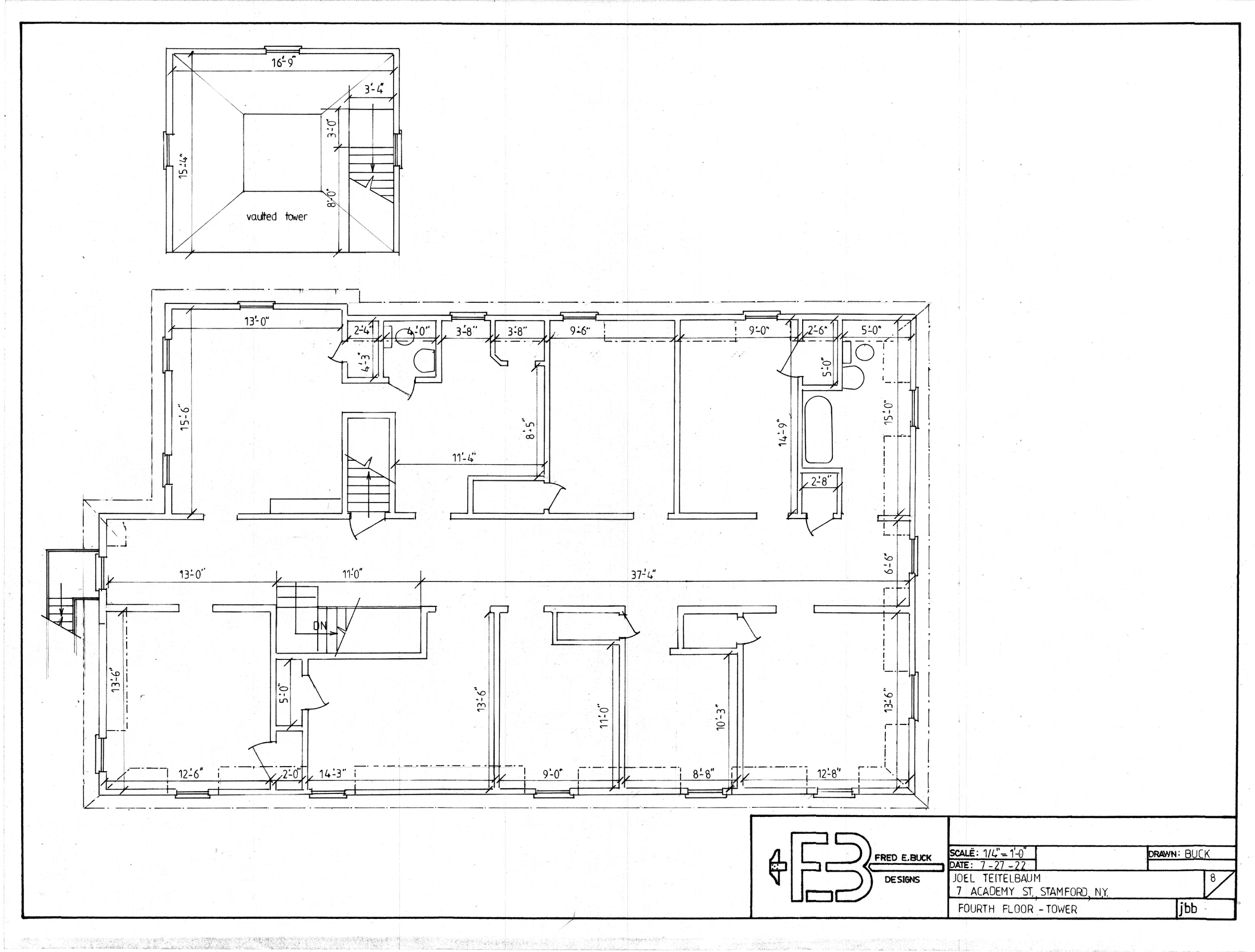 Fourth-floor and tower plan for 7 Academy Street